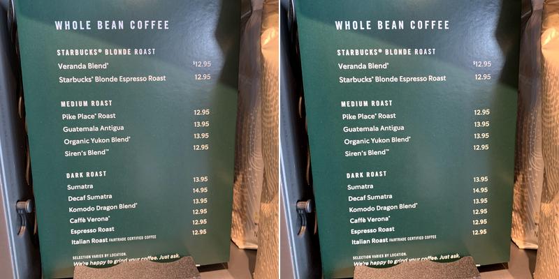 Starbucks Menu