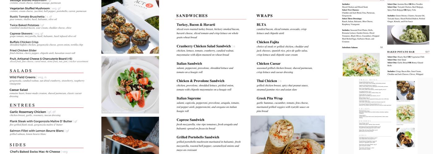 ACT 3 Catering Menu
