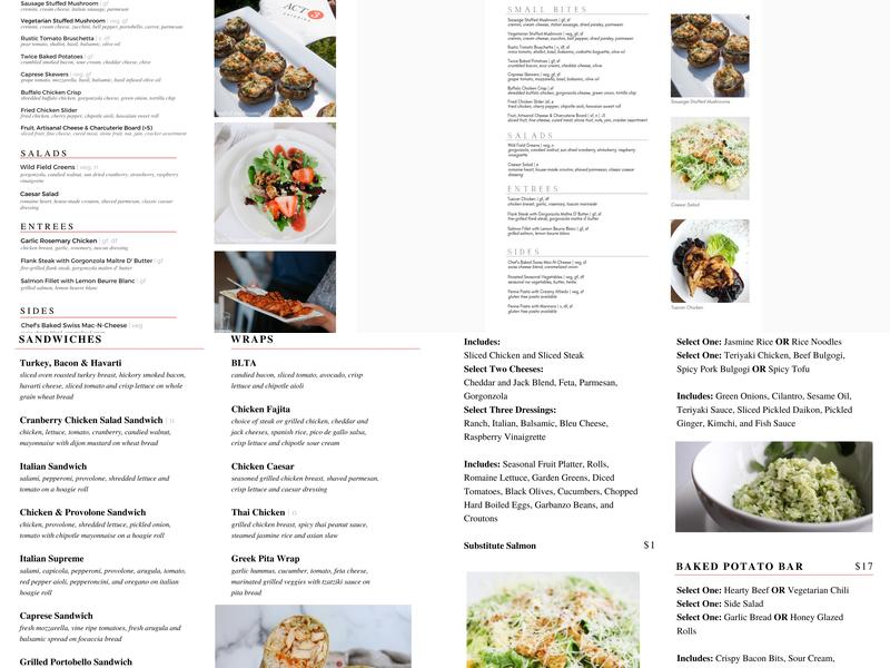 ACT 3 Catering Menu