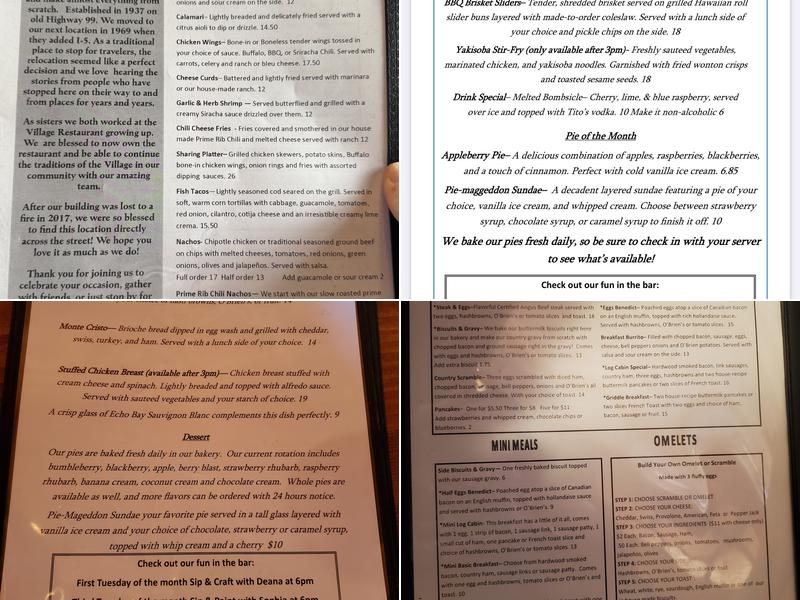 Village Taphouse & Grill Menu