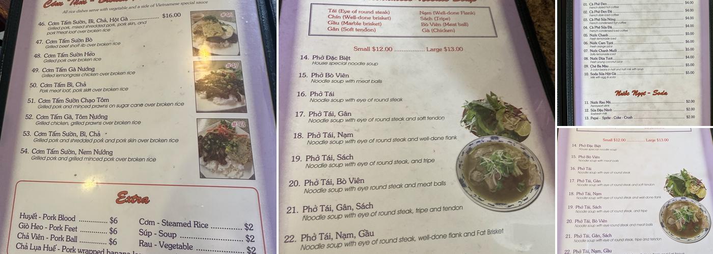 Hoang Lan Restaurant Menu