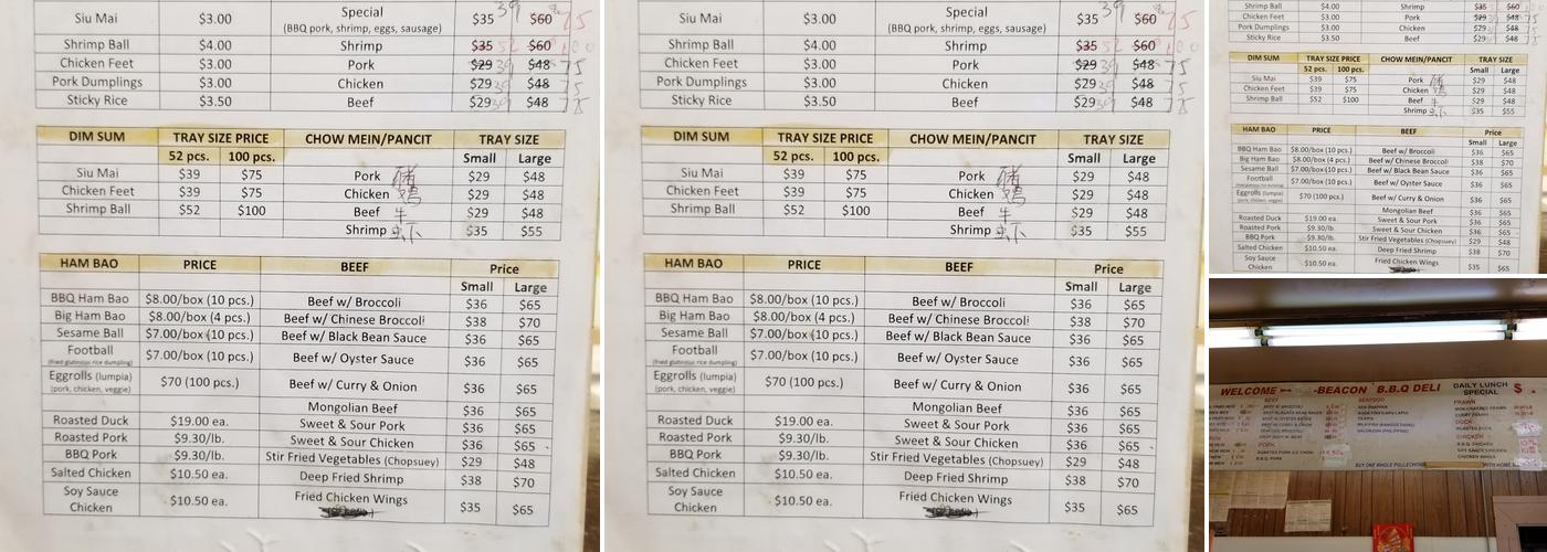 Beacon B B Q Menu
