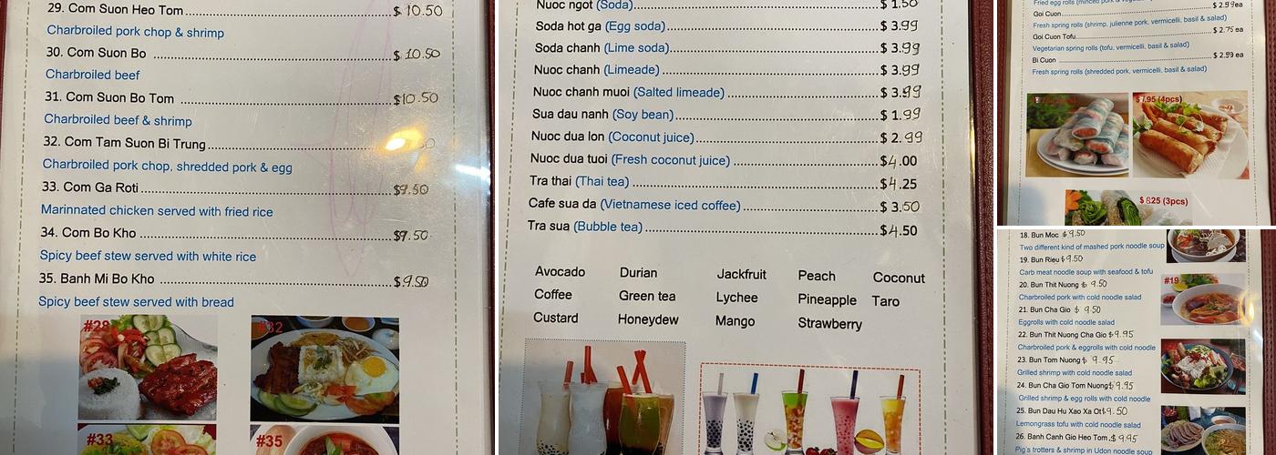 Phở Thu Thủy The Vietnamese & Thai Cuisine Menu