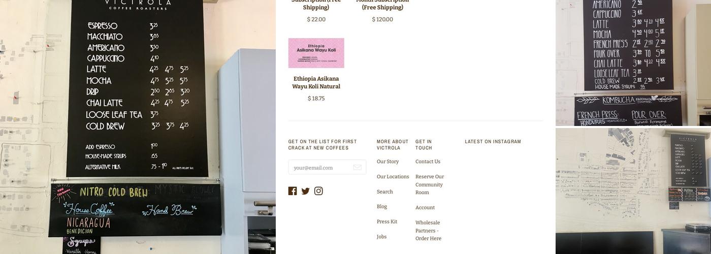 Victrola Coffee Roasters Menu