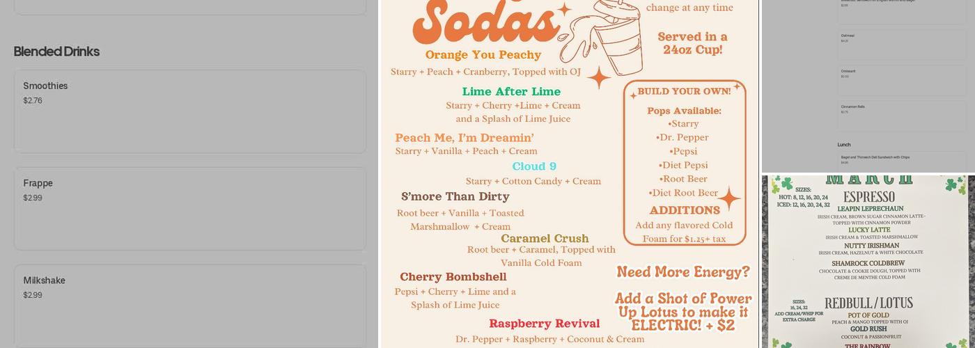 Shots 2 Go Espresso Menu