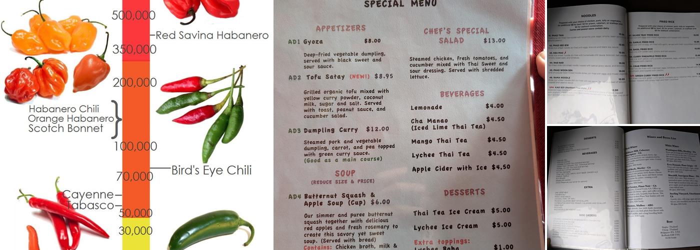 Silver Tray Thai Menu