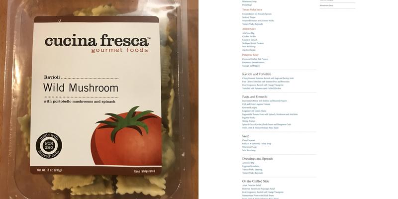Cucina Fresca Menu