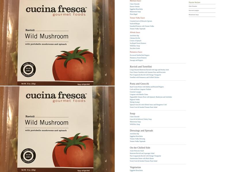 Cucina Fresca Menu