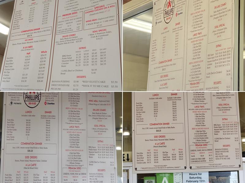 Phillips Bar-B-Que Menu
