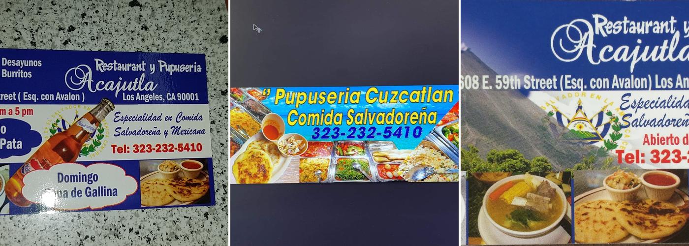 Acajutla Menu