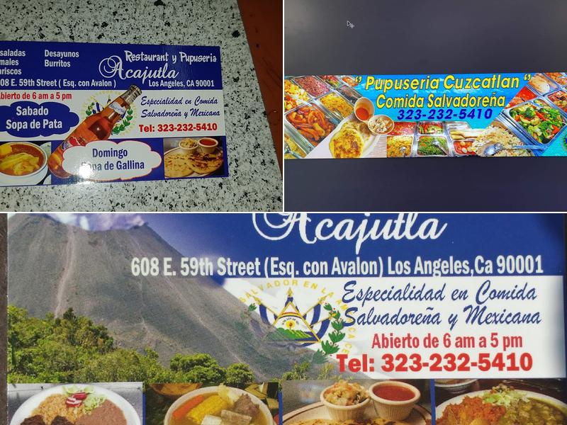 Acajutla Menu