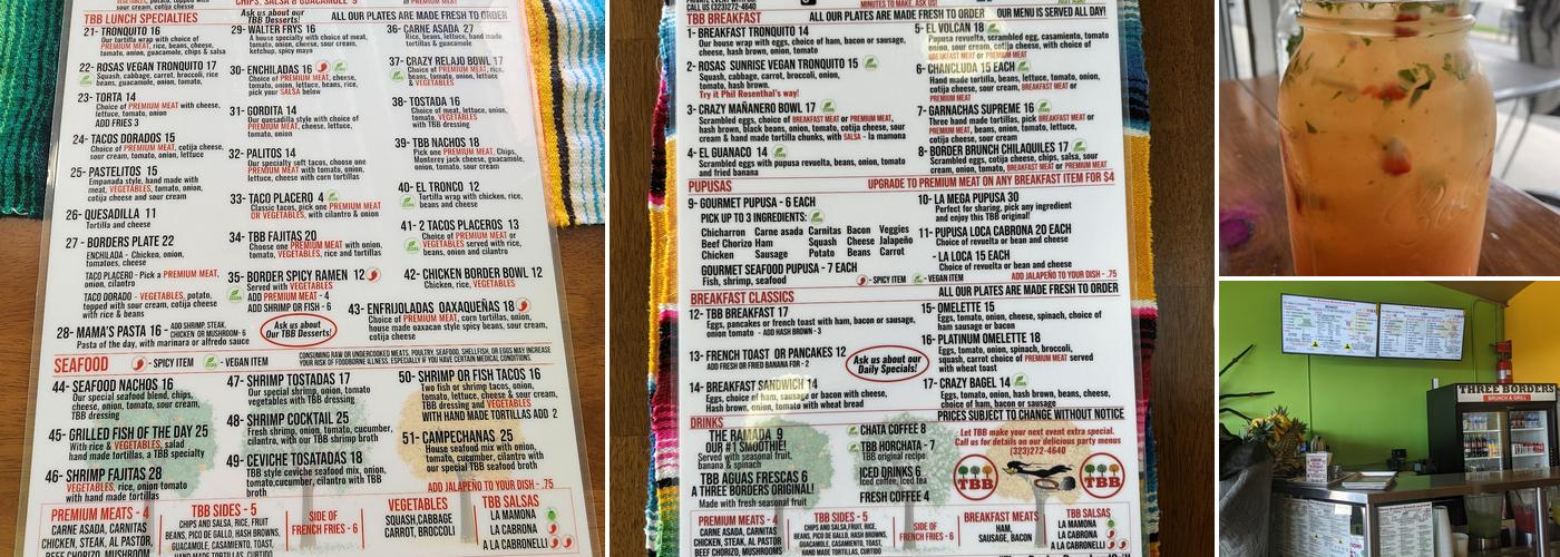 Three Borders Brunch and grill Menu