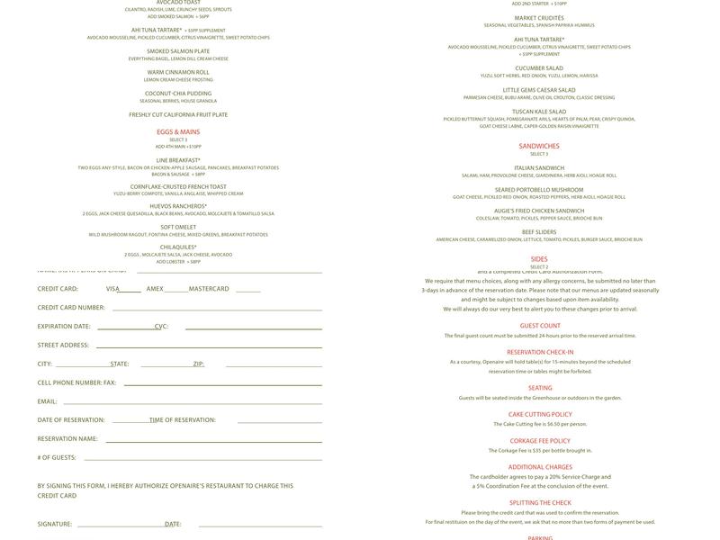 Openaire Menu
