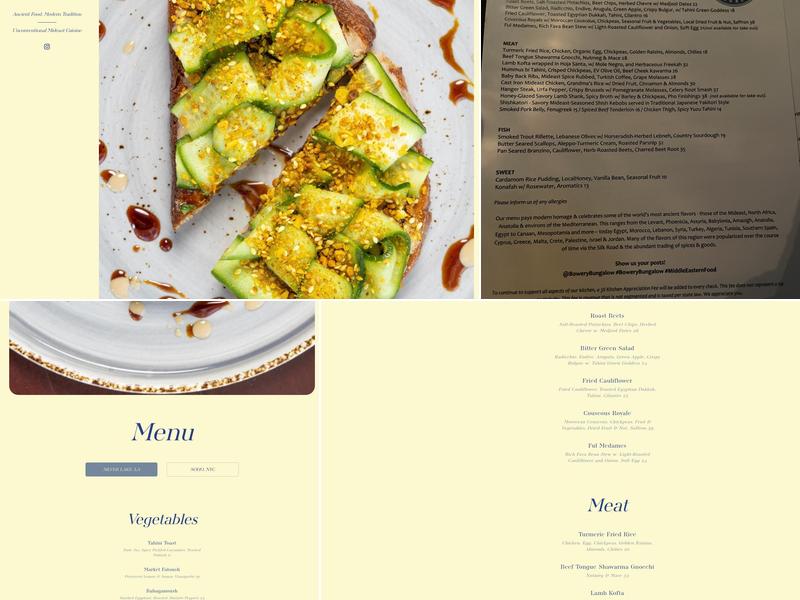 Bowery Bungalow Menu