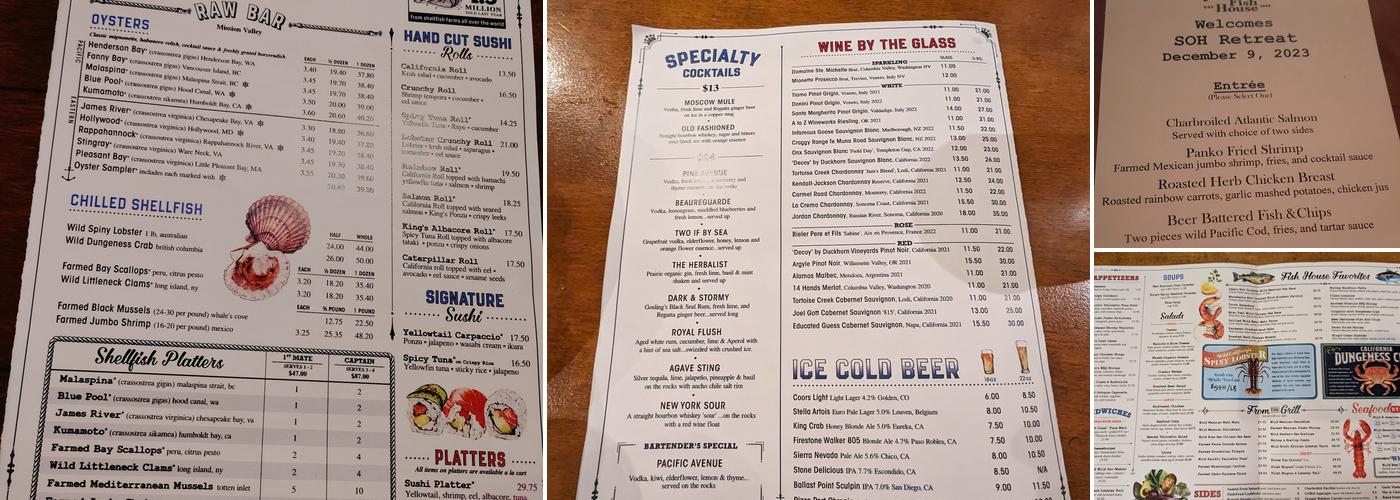 King's Fish House Menu