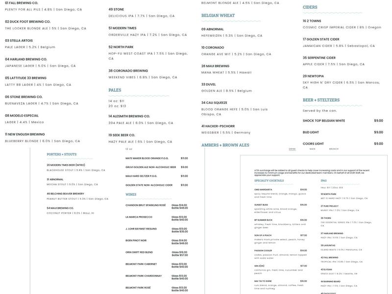 Draft South Mission Menu