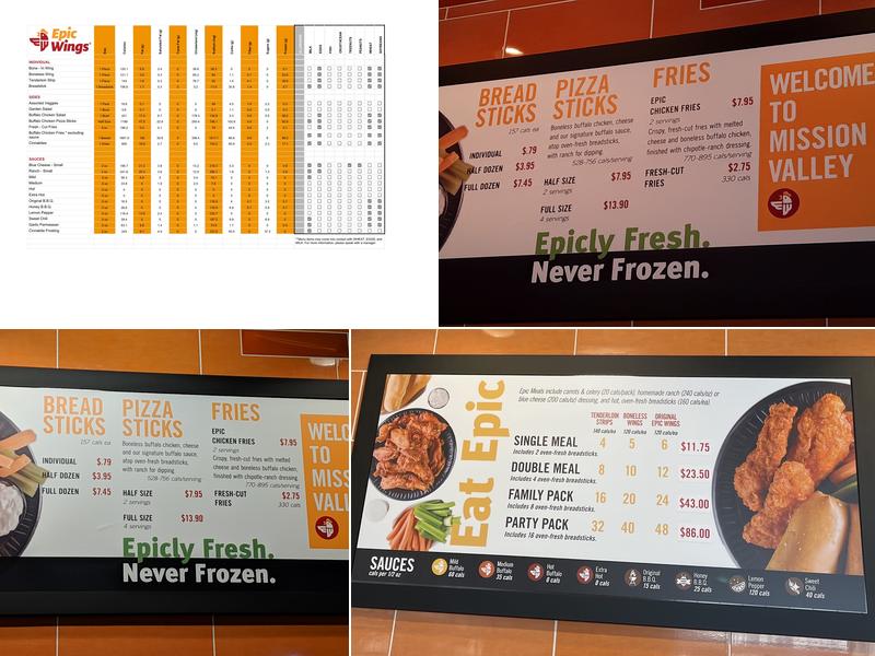 Epic Wings Menu