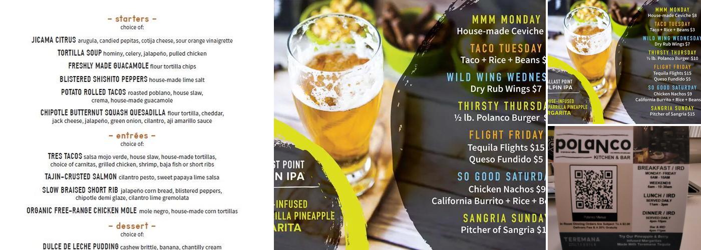 Polanco Kitchen & Bar Menu