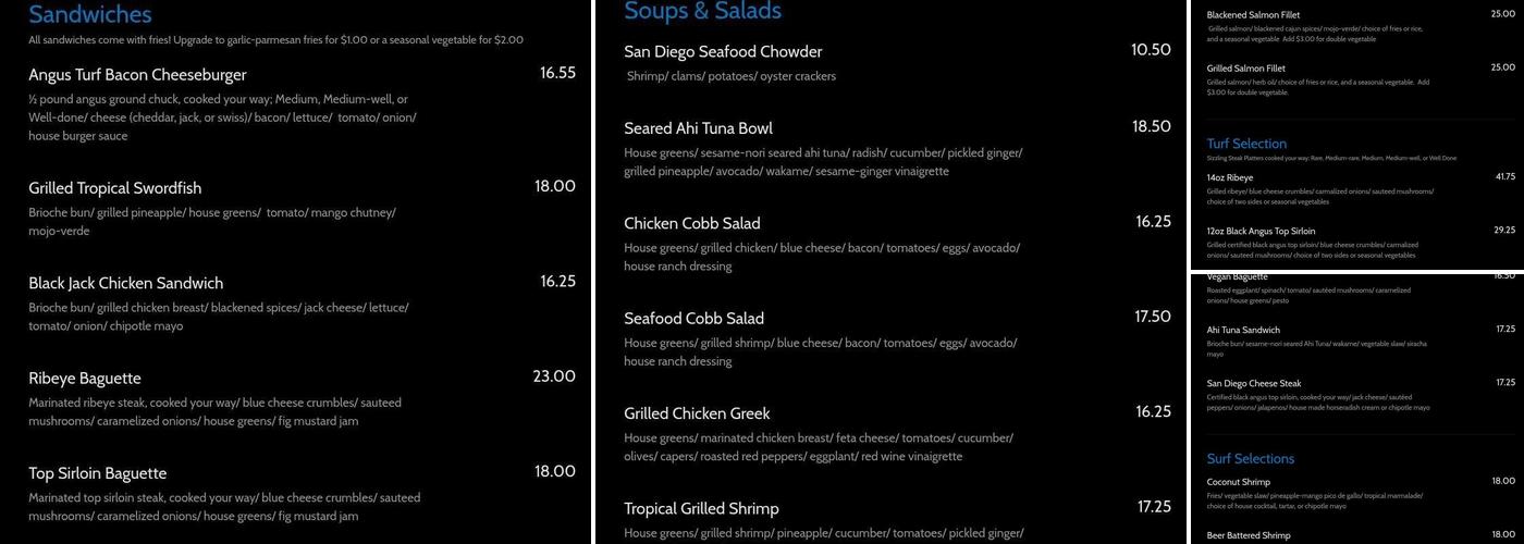 Adrian's Surf n' Turf Grill Menu