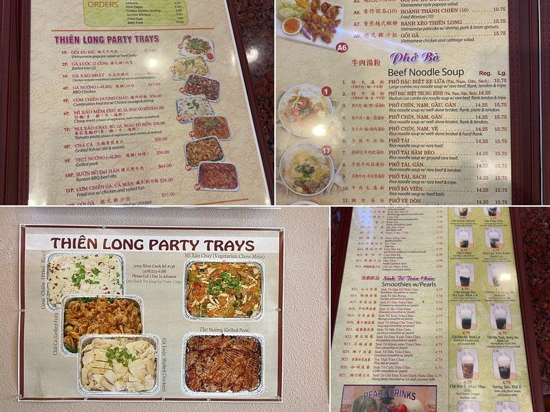 Thiên Long Restaurant Menu