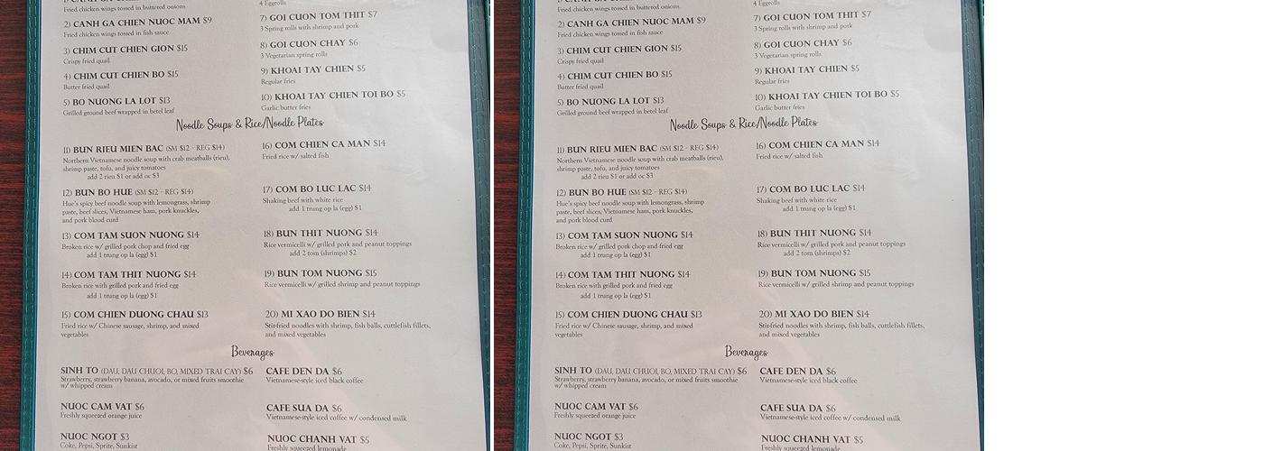 binh dan Menu
