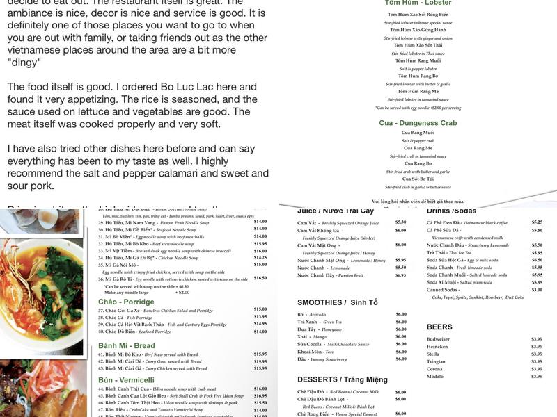 Rong Biển Restaurant Menu