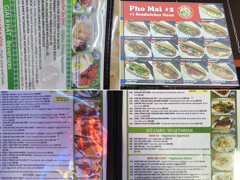 Pho Mai 2 Menu