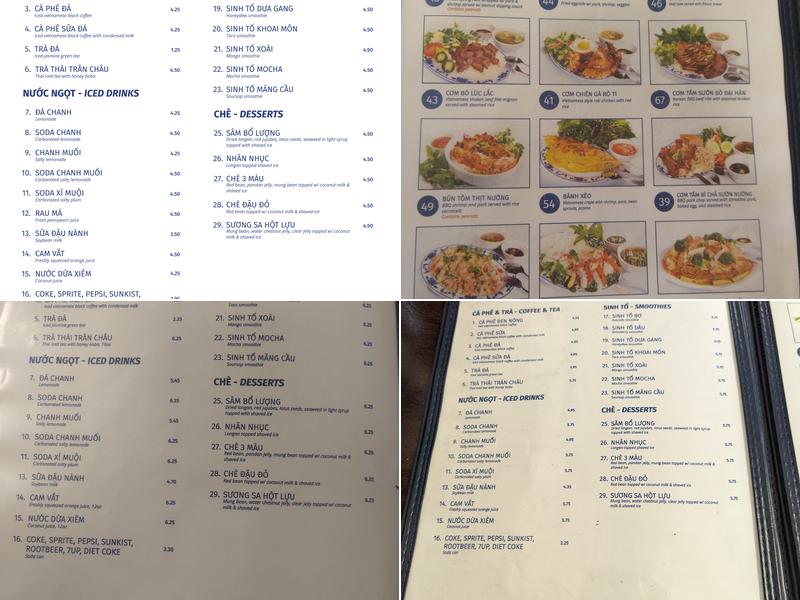 Phở Hương Vietnamese Restaurant Menu