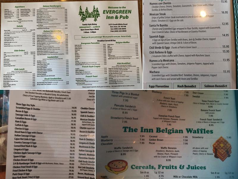 Evergreen Inn & Pub Menu