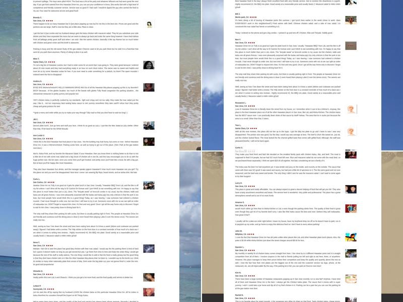 Hawaiian Drive Inn Menu