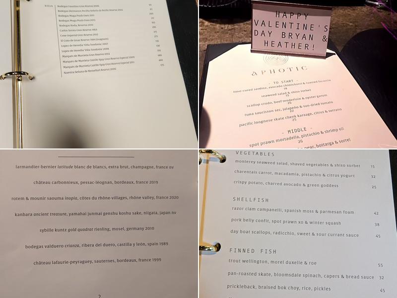 Aphotic Menu