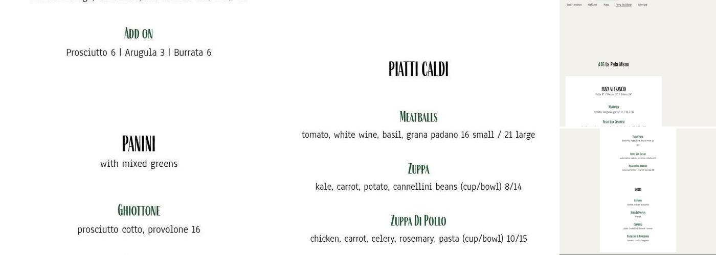 A16 Menu