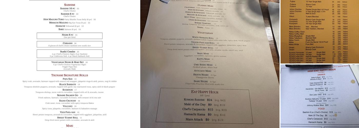 Tsunami Panhandle Menu