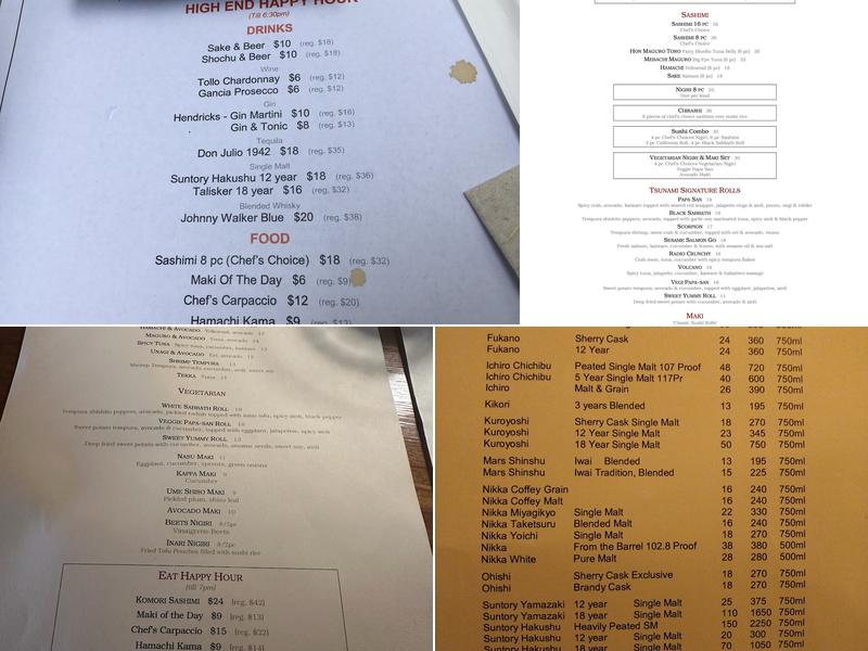 Tsunami Panhandle Menu