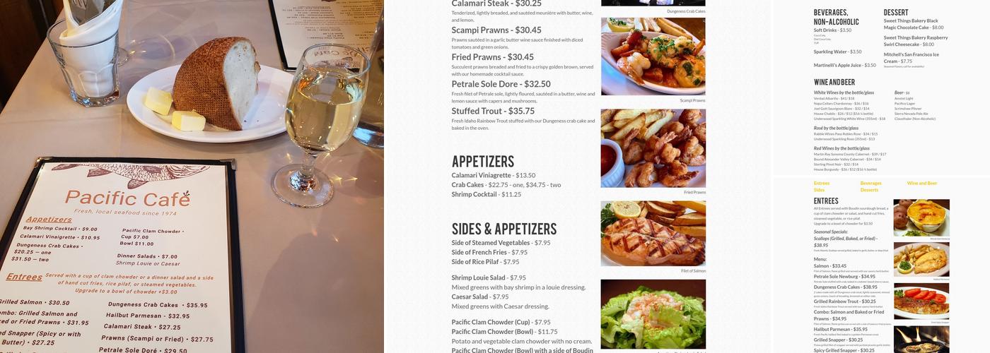 Pacific Cafe Menu