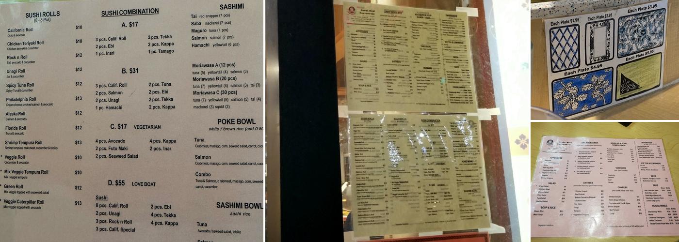 Floating Sushi Boat Menu
