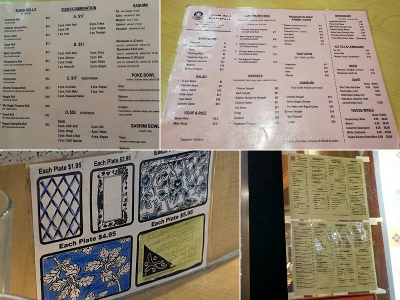 Floating Sushi Boat Menu