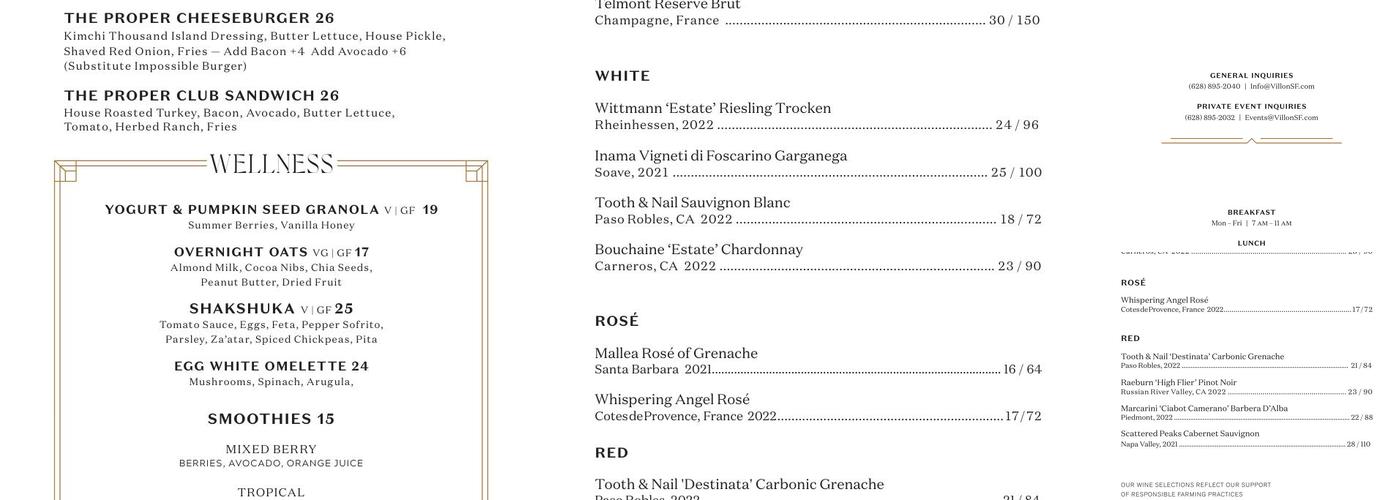 VILLON Menu