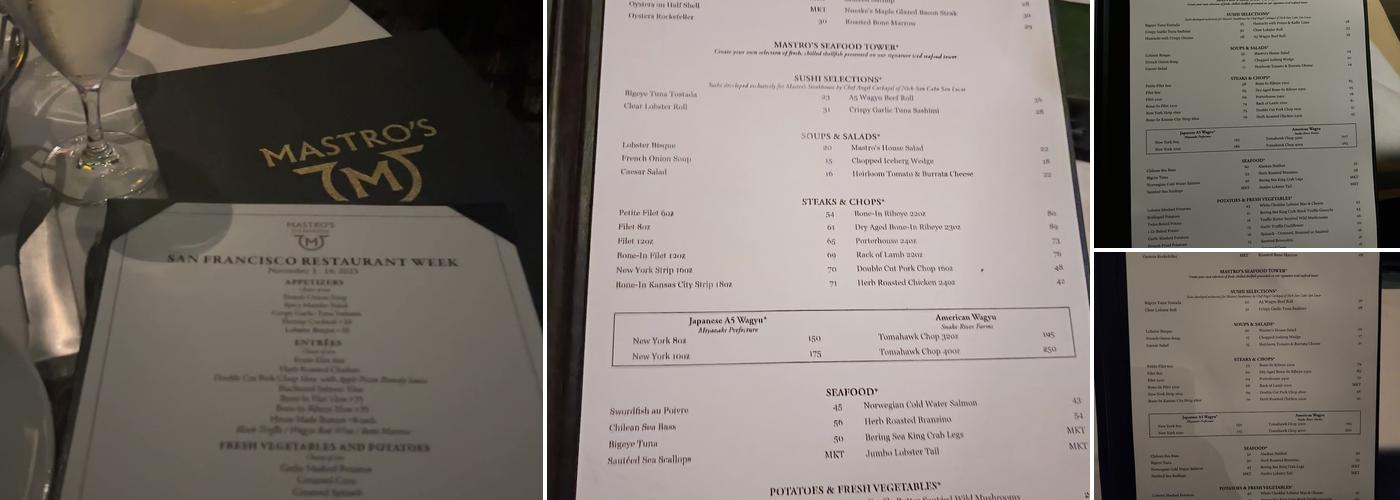 Mastro's Steakhouse Menu