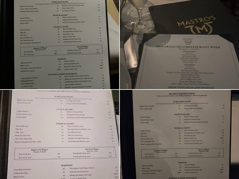 Mastro's Steakhouse Menu