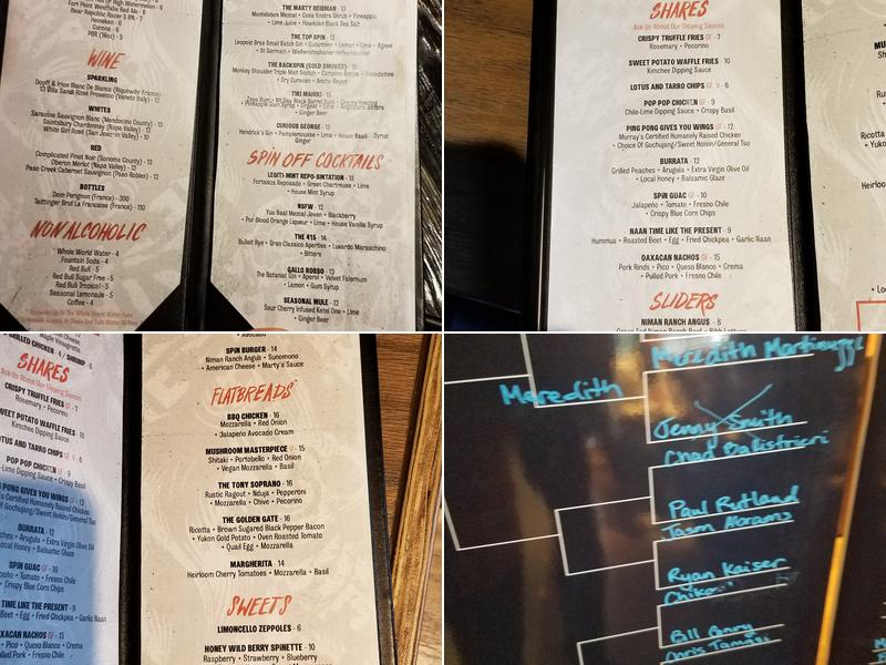 SPIN San Francisco Menu