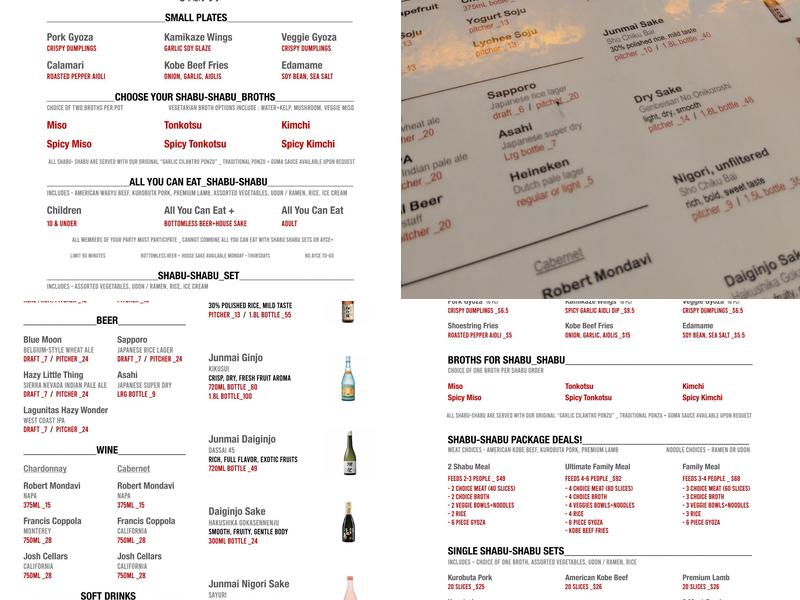 Shabu Club Menu