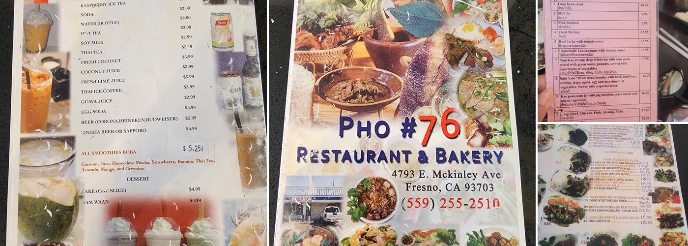 Phở 76 Menu