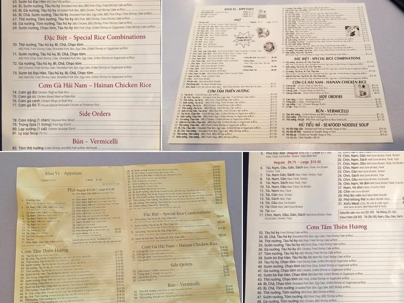 Cơm Tấm Thiên Hương Menu