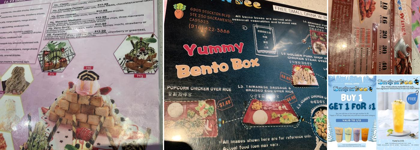 Snowbee Tea Station Menu