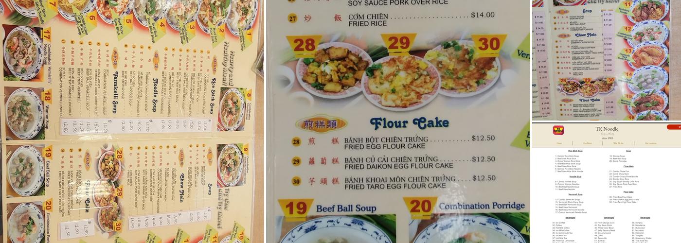 TK Noodle 12 Menu