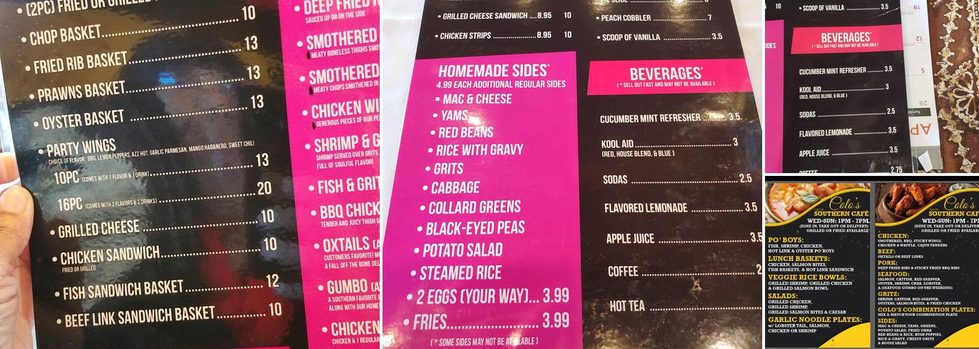Colo's Southern Cafe Menu