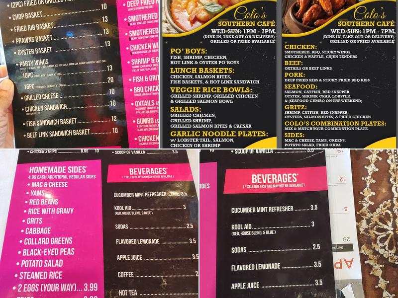 Colo's Southern Cafe Menu