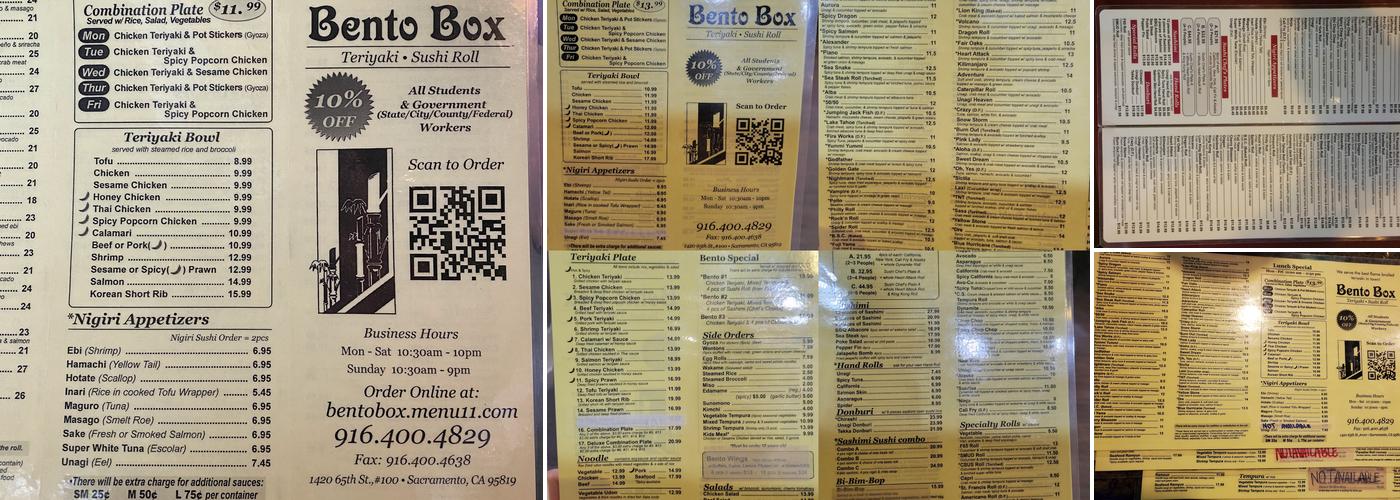 Bento Box | F65 Menu