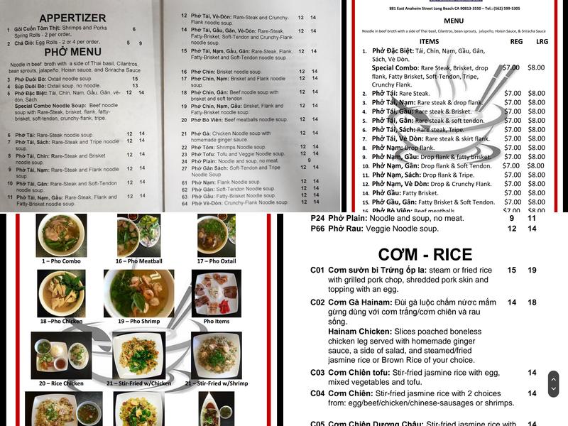Pho 881 Restaurant Menu